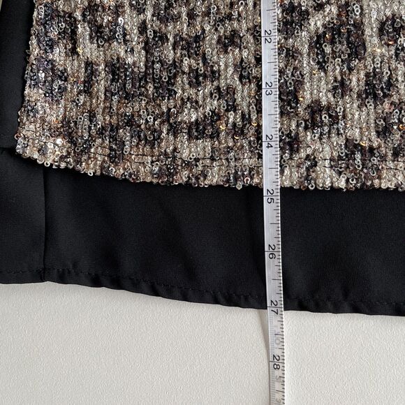 12PM by Mon Ami womens sequined tank top blouse shirt formal beige black small - Picture 12 of 14